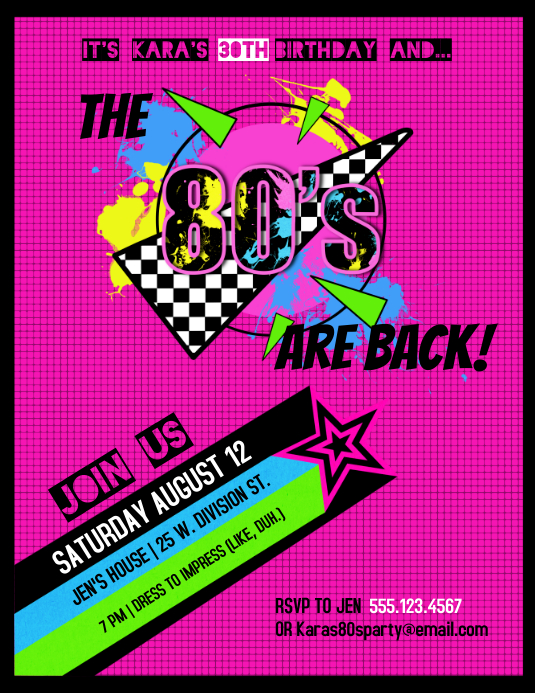 Eighties Party Flyer | The 80's Are Back Ulotka (US Letter) template
